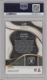 Byron Young from the 2023 Panini Select set featuring a Black Dragon Scale parallel graded by PSA and given an overall grade of 10.