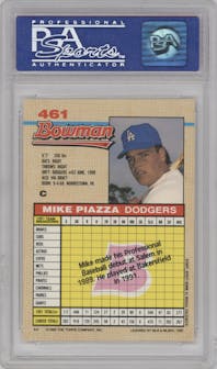 Mike Piazza from the 1992 Bowman set graded by PSA and given an overall grade of 9.