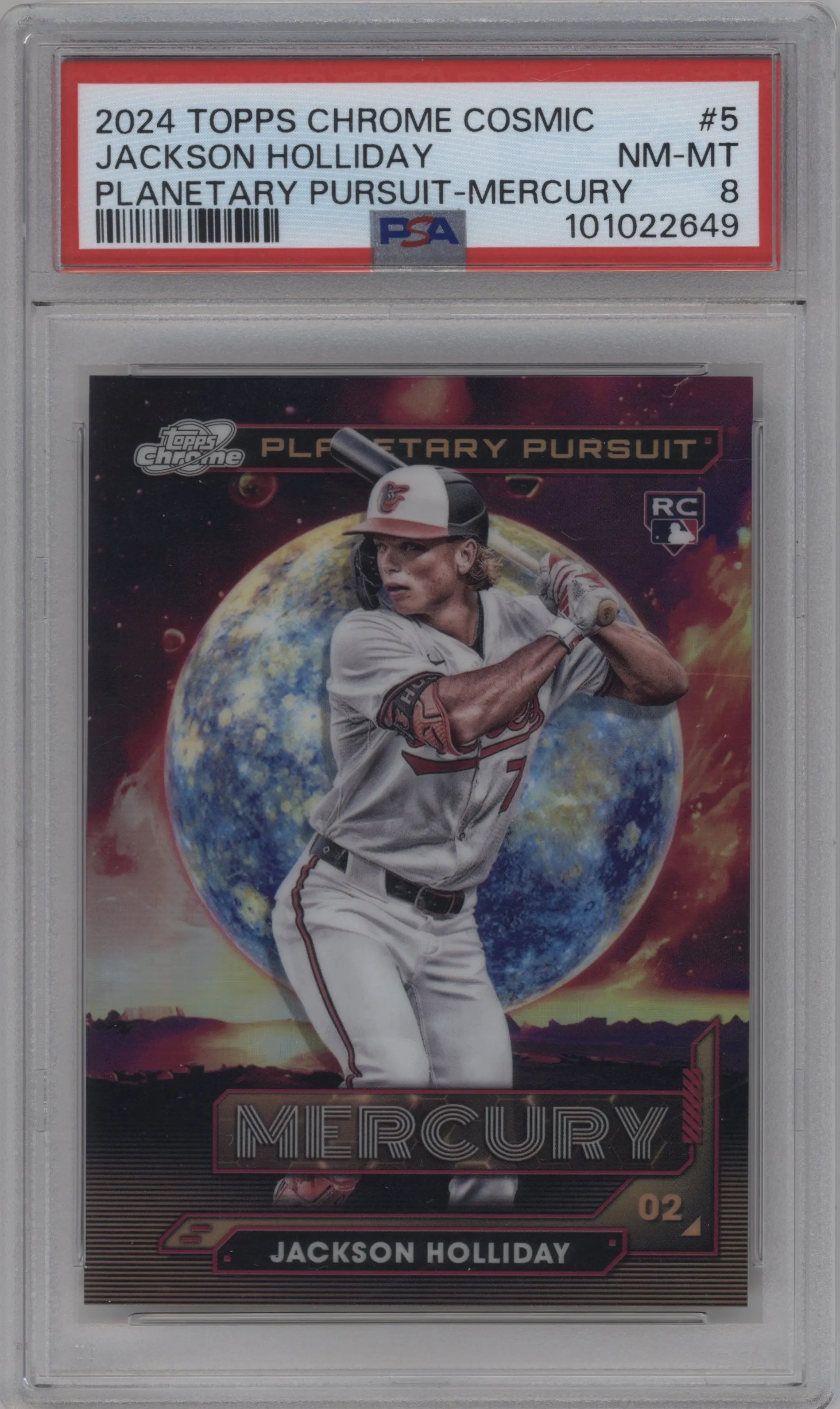 2024 Topps Cosmic Chrome Planetary Pursuit Mercury Jackson Holliday PSA 8
