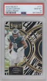 Jalen Carter from the 2023 Panini Select set featuring a Zebra Prizm parallel graded by PSA and given an overall grade of 10.