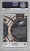 Jalen Carter from the 2023 Panini Select set featuring a Zebra Prizm parallel graded by PSA and given an overall grade of 10.
