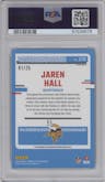 Jaren Hall from the 2023 Donruss Optic set featuring a Black Pandora parallel graded by PSA and given an overall grade of 10.