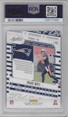 Drake Maye from the 2024 Panini Absolute set featuring a Red & Blue parallel graded by PSA and given an overall grade of 10.