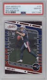 Drake Maye from the 2024 Panini Absolute set featuring a Red & Blue parallel graded by PSA and given an overall grade of 10.
