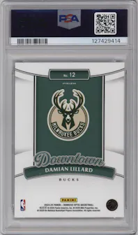 Damian Lillard  from the 2024-25 Donruss Optic set graded by PSA and given an overall grade of 10.