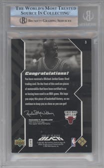 Michael Jordan from the 2006-07 UD Black set featuring a Gold parallel graded by Beckett and given an overall grade of 8.5.