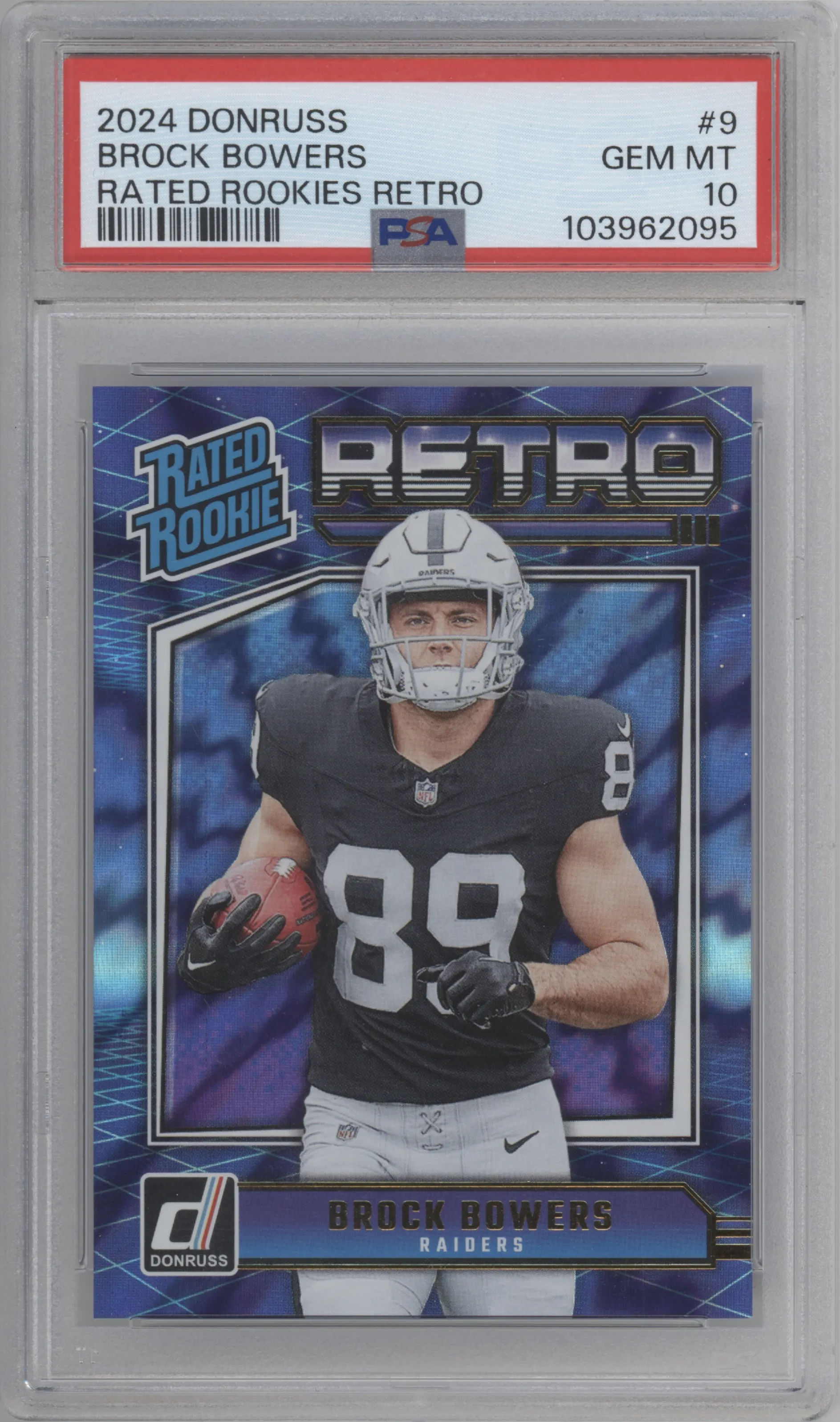 2024 Donruss Retro Rtd.Rke. Brock Bowers #9 PSA 10