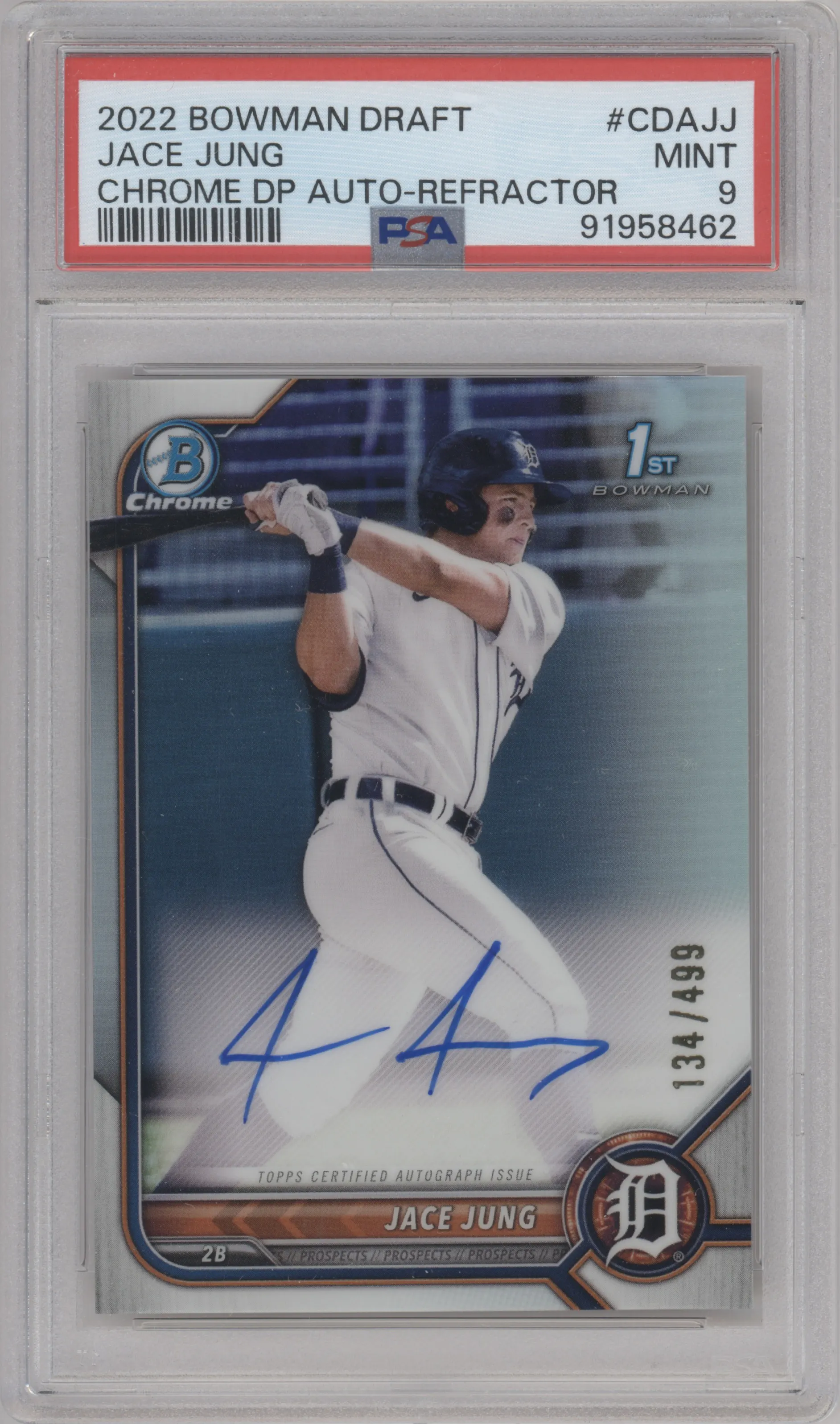 2022 Bowman Draft Chr.DP Auto Jace Jung Refractor PSA 9
