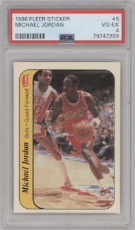 Michael Jordan from the 1986-87 Fleer set graded by PSA and given an overall grade of 4.
