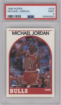 Michael Jordan  from the 1989-90 NBA Hoops  set graded by PSA and given an overall grade of 9.