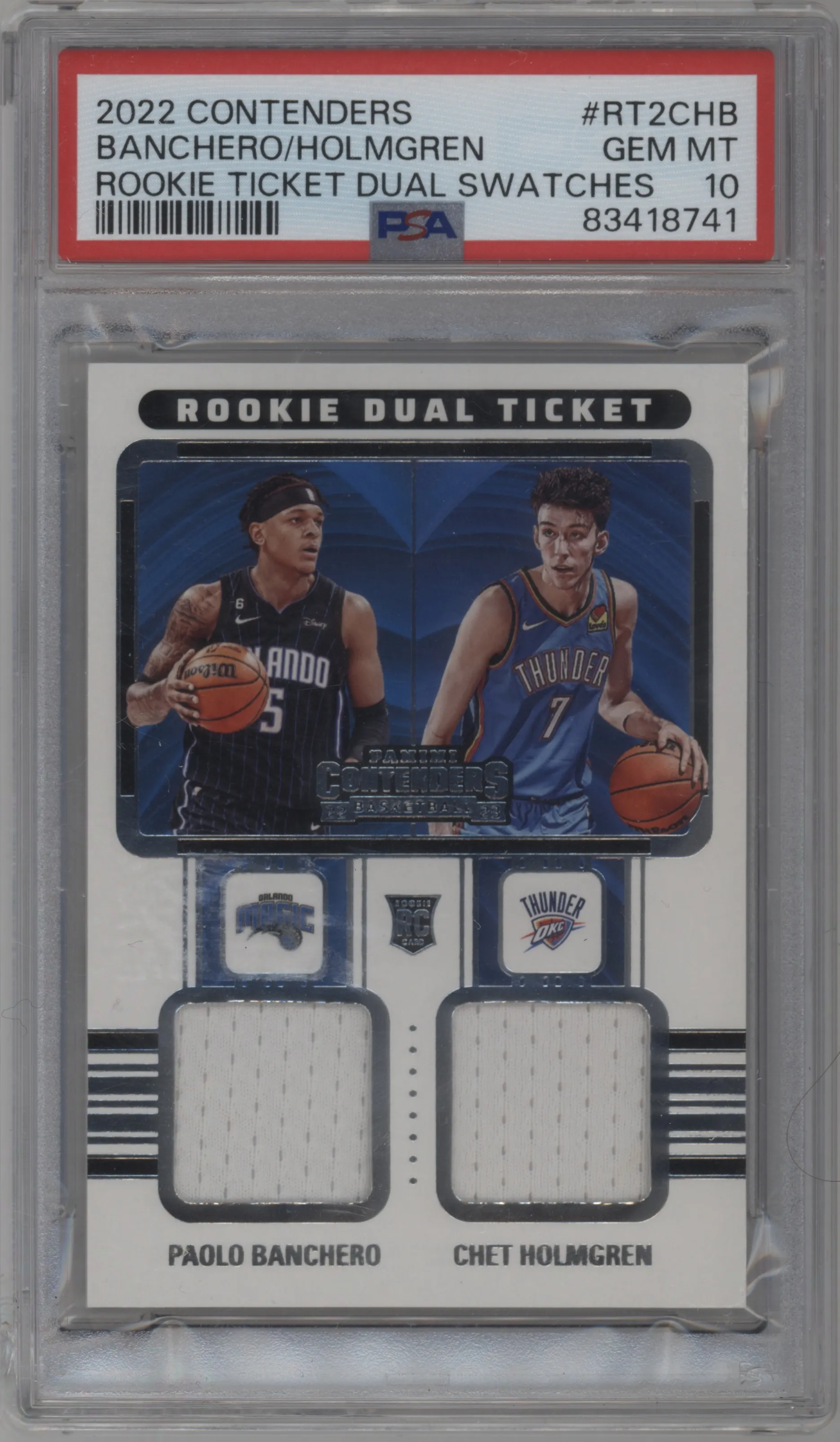 2022 Panini Contenders Rke.Tkt.Dual Swch. Paolo Banchero/Chet Holmgren #RT2-CHB PSA 10