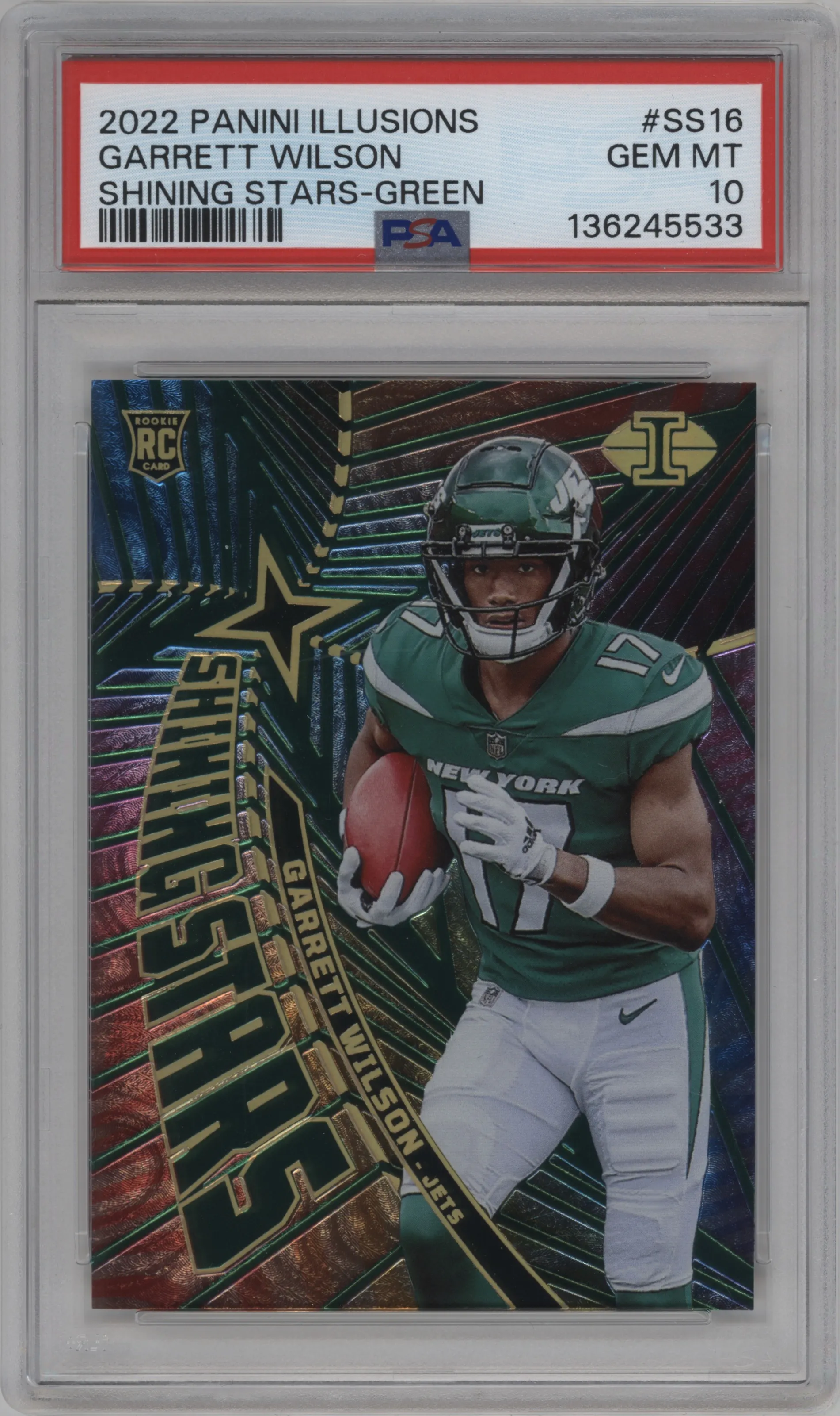 2022 Panini Illusions Shining Stars Garrett Wilson Green #SS-16 PSA 10