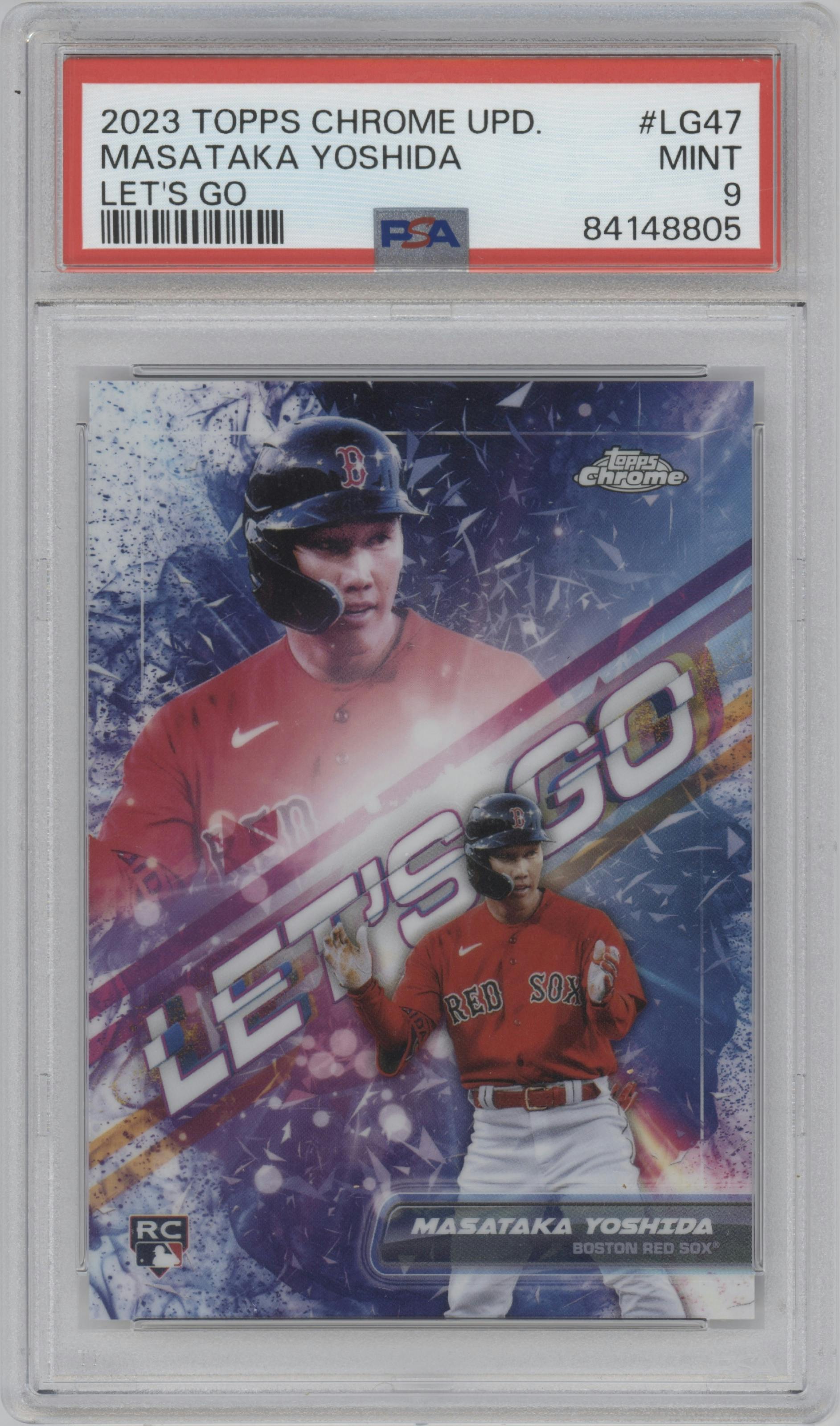 Masataka Yoshida from the 2023 Topps Chrome Update set graded by PSA and given an overall grade of 9.