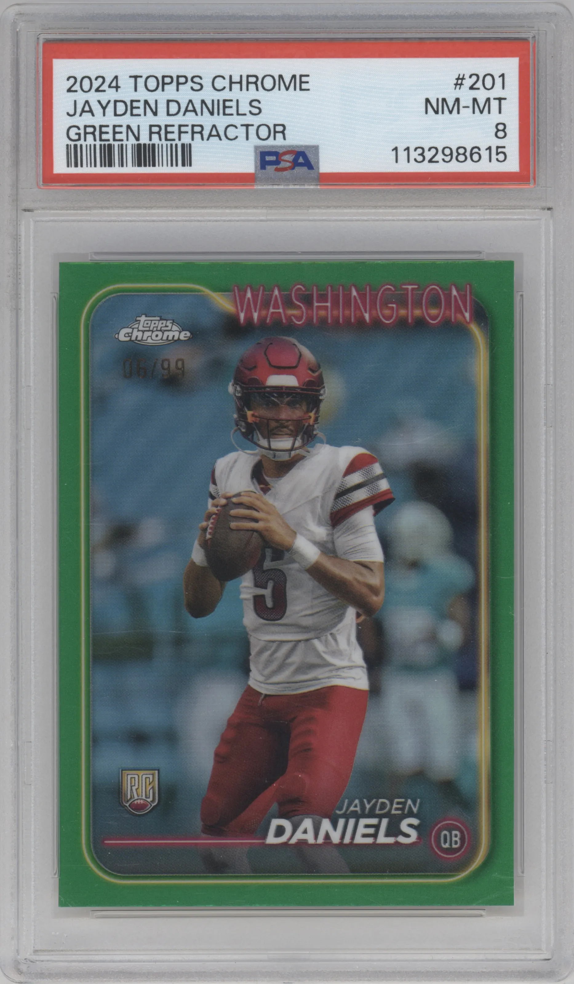2024 Topps Chrome Jayden Daniels Green Refractor #201 PSA 8