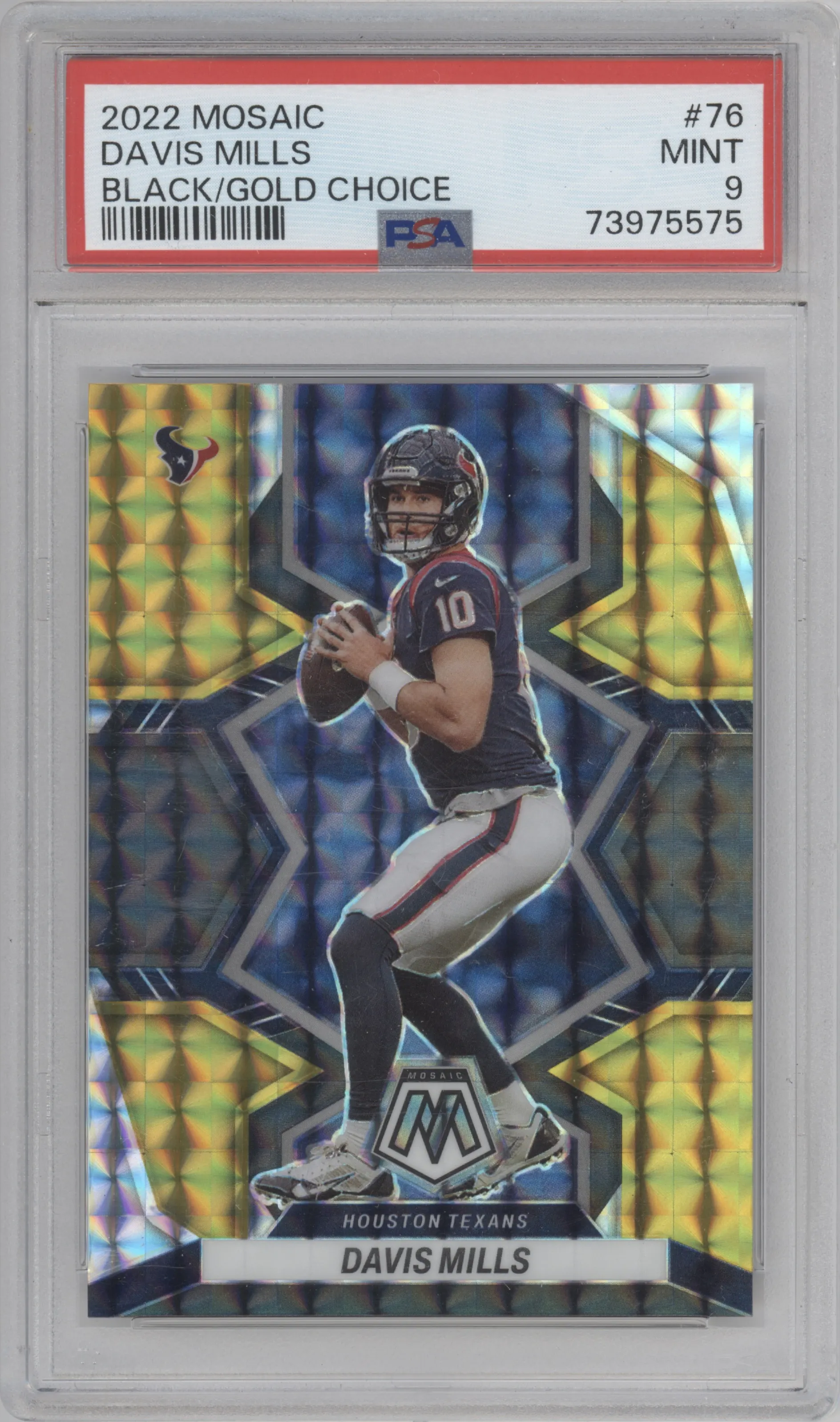 2022 Panini Mosaic Davis Mills Choice Black Gold #76 PSA 9