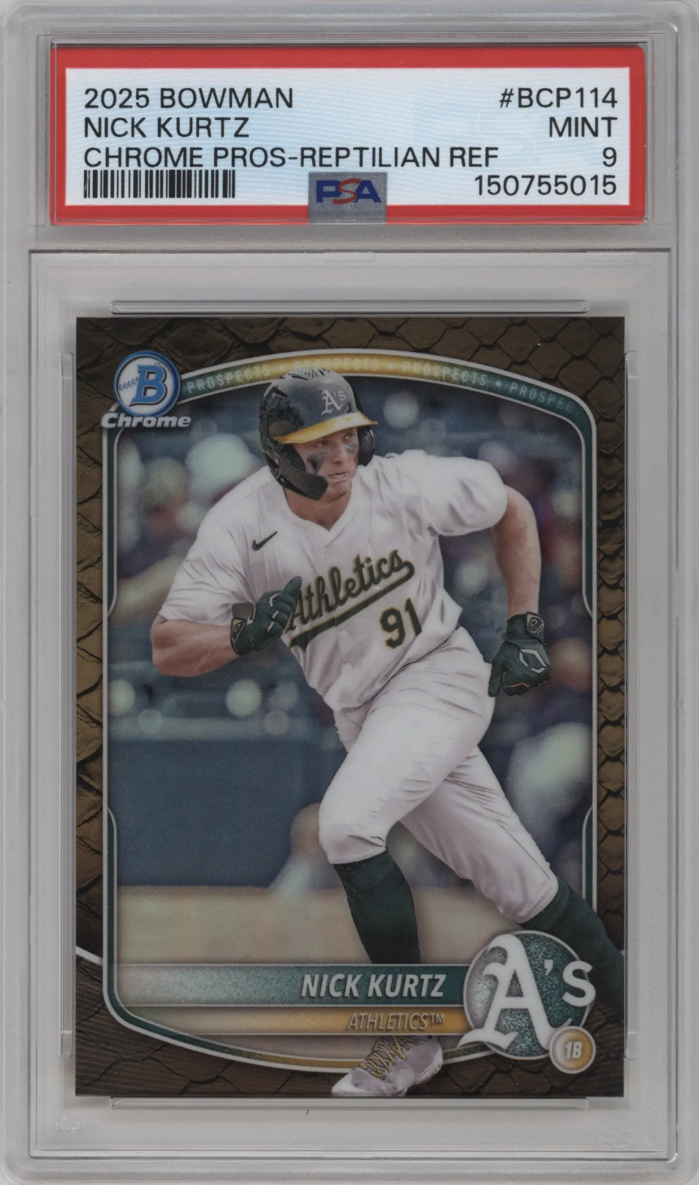 2025 Bowman Chr.Pros Nick Kurtz Reptilian Refractor #BCP-114 PSA 9