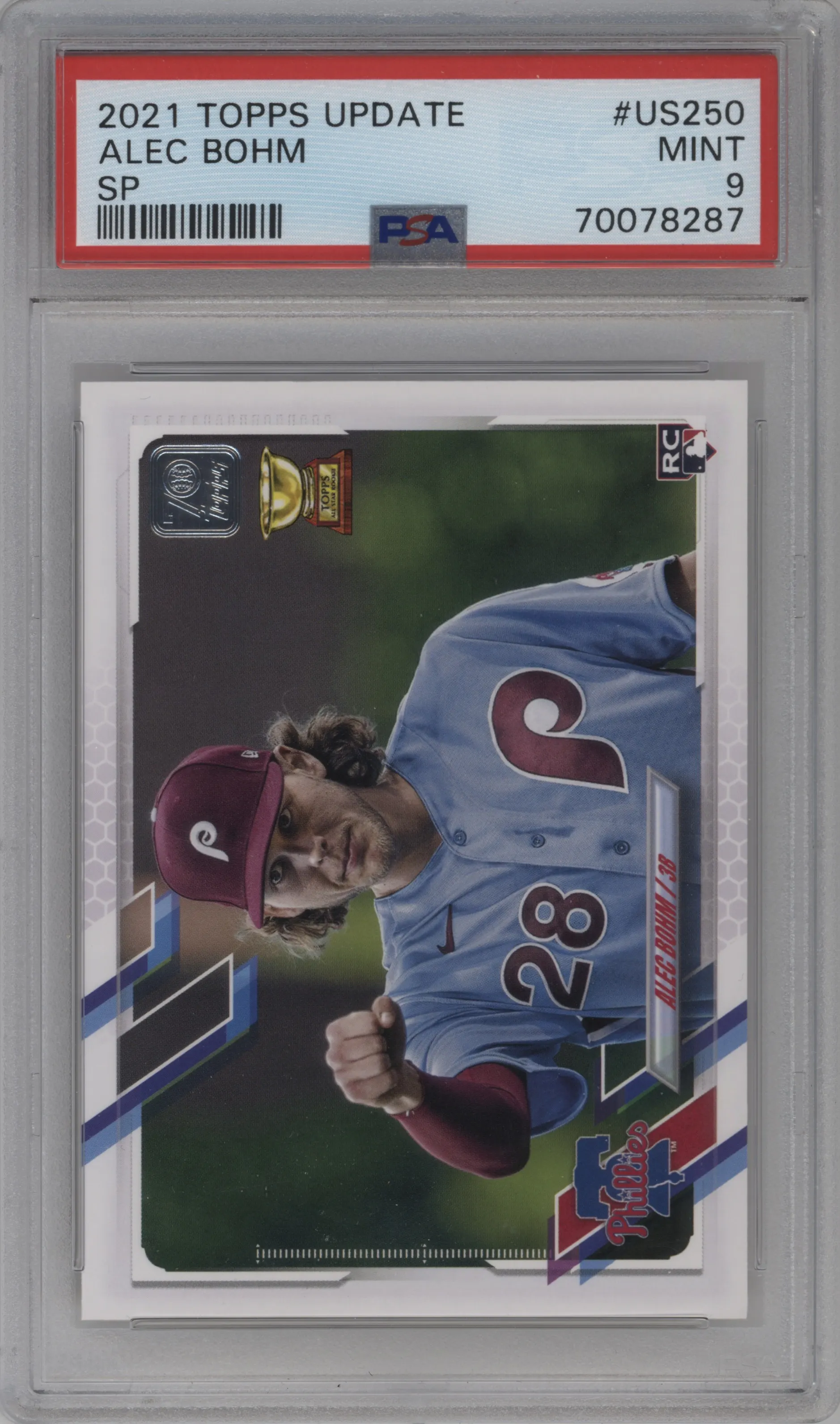 2021 Topps Update Variation Alec Bohm #US250 PSA 9