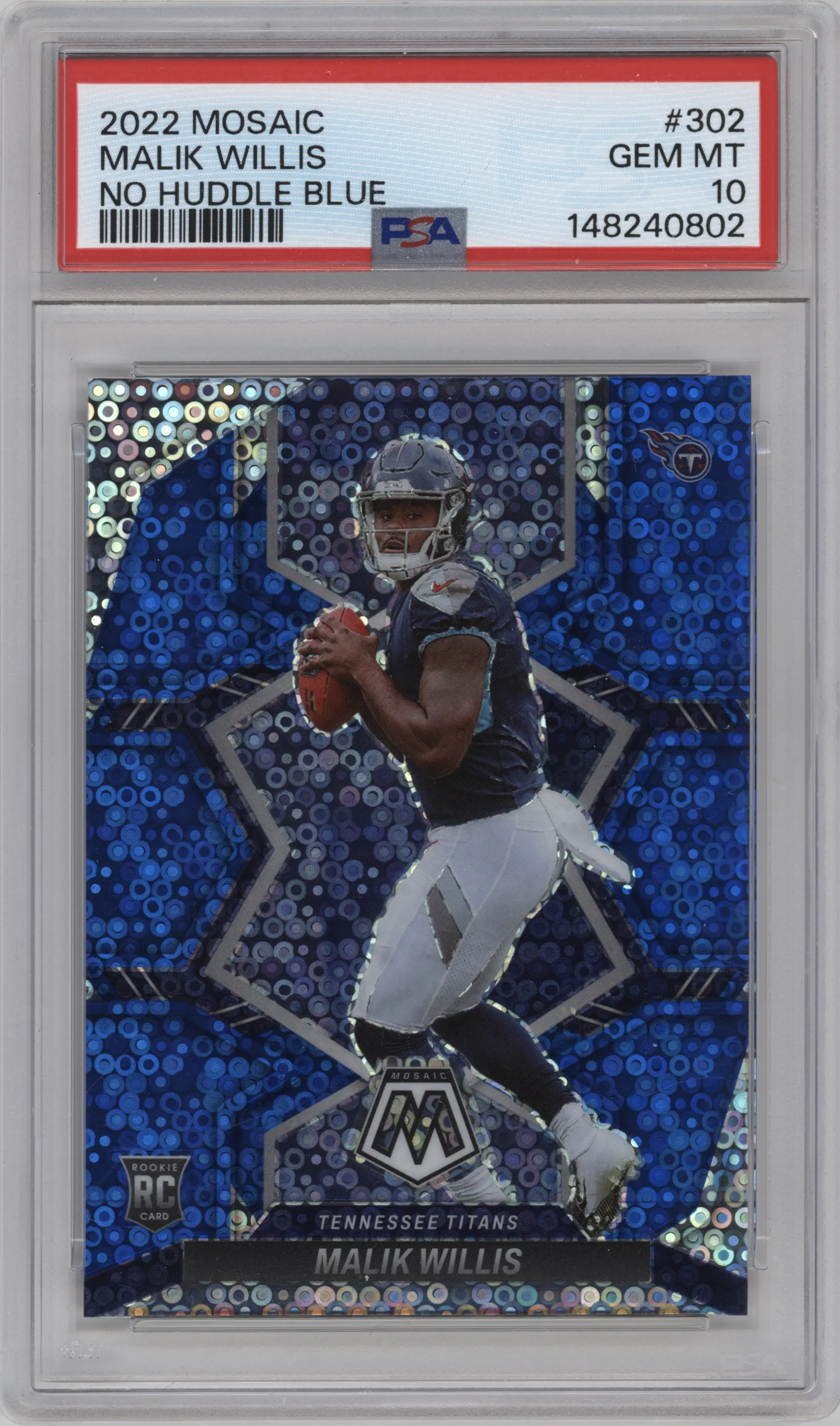 2022 Panini Mosaic Malik Willis No Huddle Blue #302 PSA 10