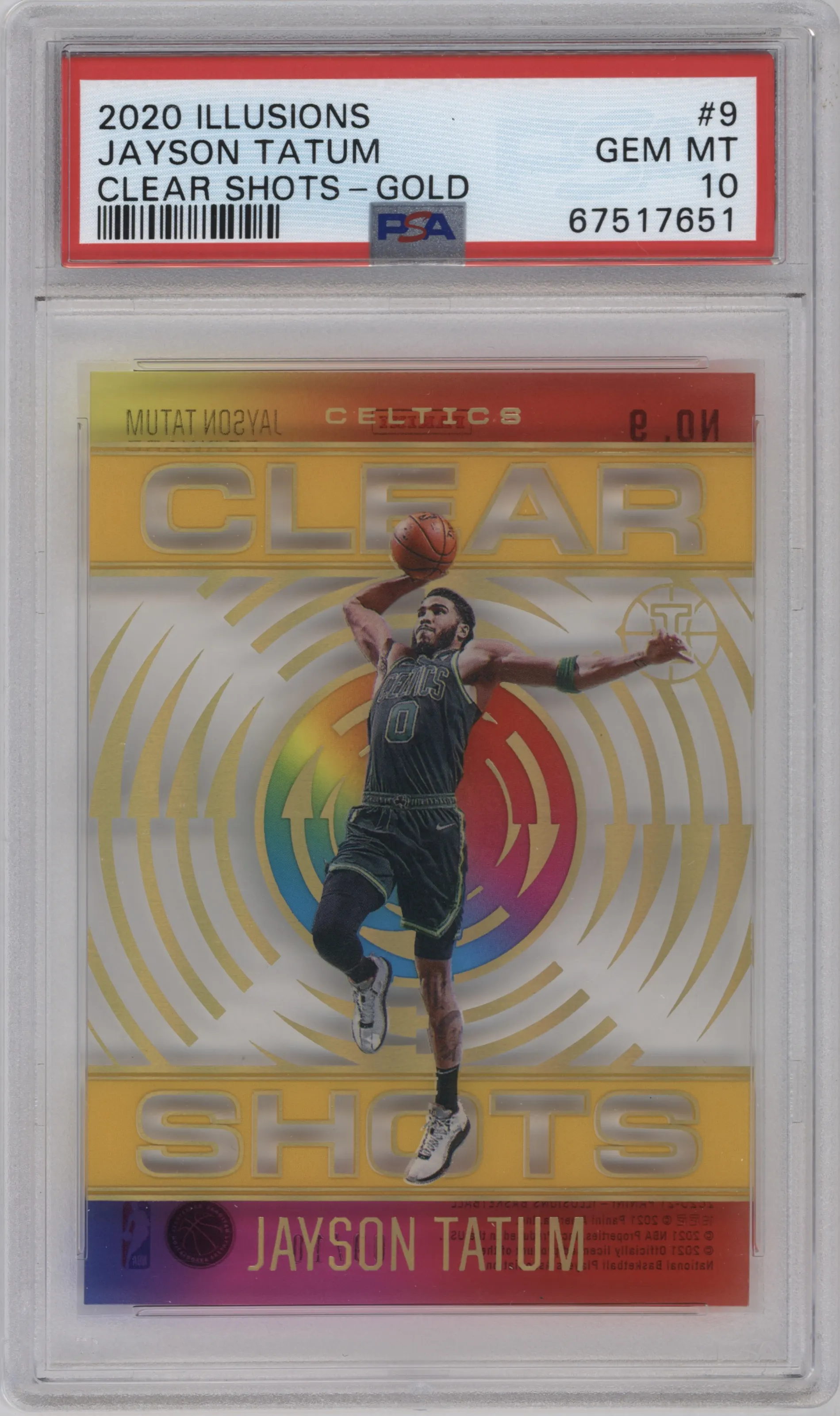 2020 Panini Illusions Clear Shots Jayson Tatum Gold #9 PSA 10