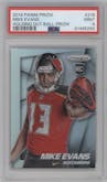 Mike Evans from the 2014 Panini Prizm set featuring a Silver Prizm parallel graded by PSA and given an overall grade of 9.