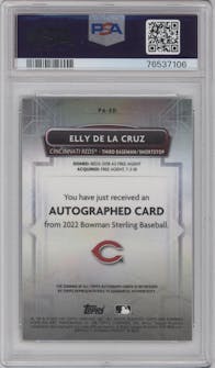 Elly De La Cruz from the 2022 Bowman Sterling set graded by PSA and given an overall grade of 10.