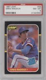 Greg Maddux from the 1987 Leaf set graded by PSA and given an overall grade of 8.