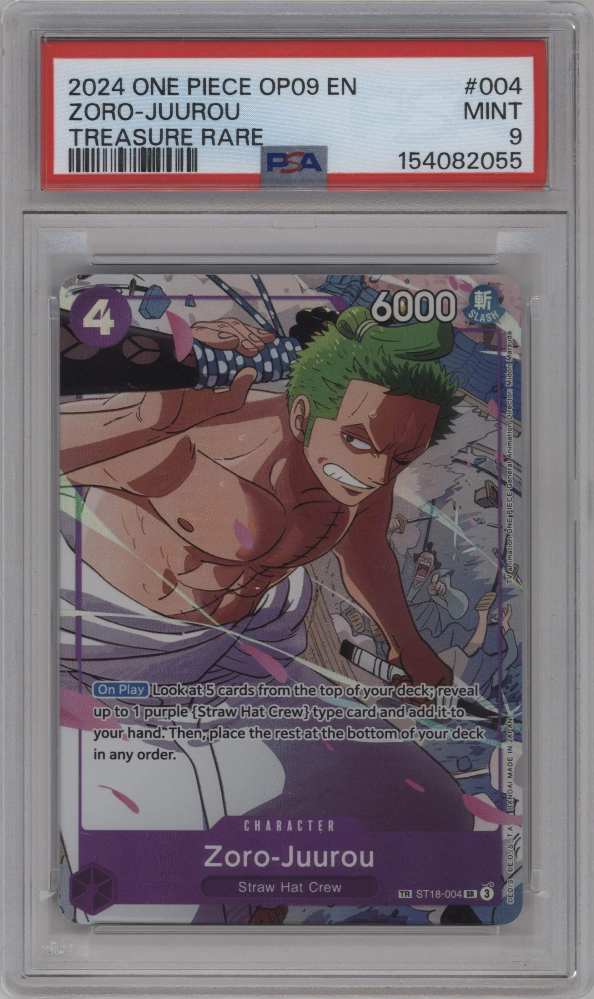2024 One Piece Emperors in the New World Zoro-Juurou ST18-004 SR #TR ST18-004 SR PSA 9