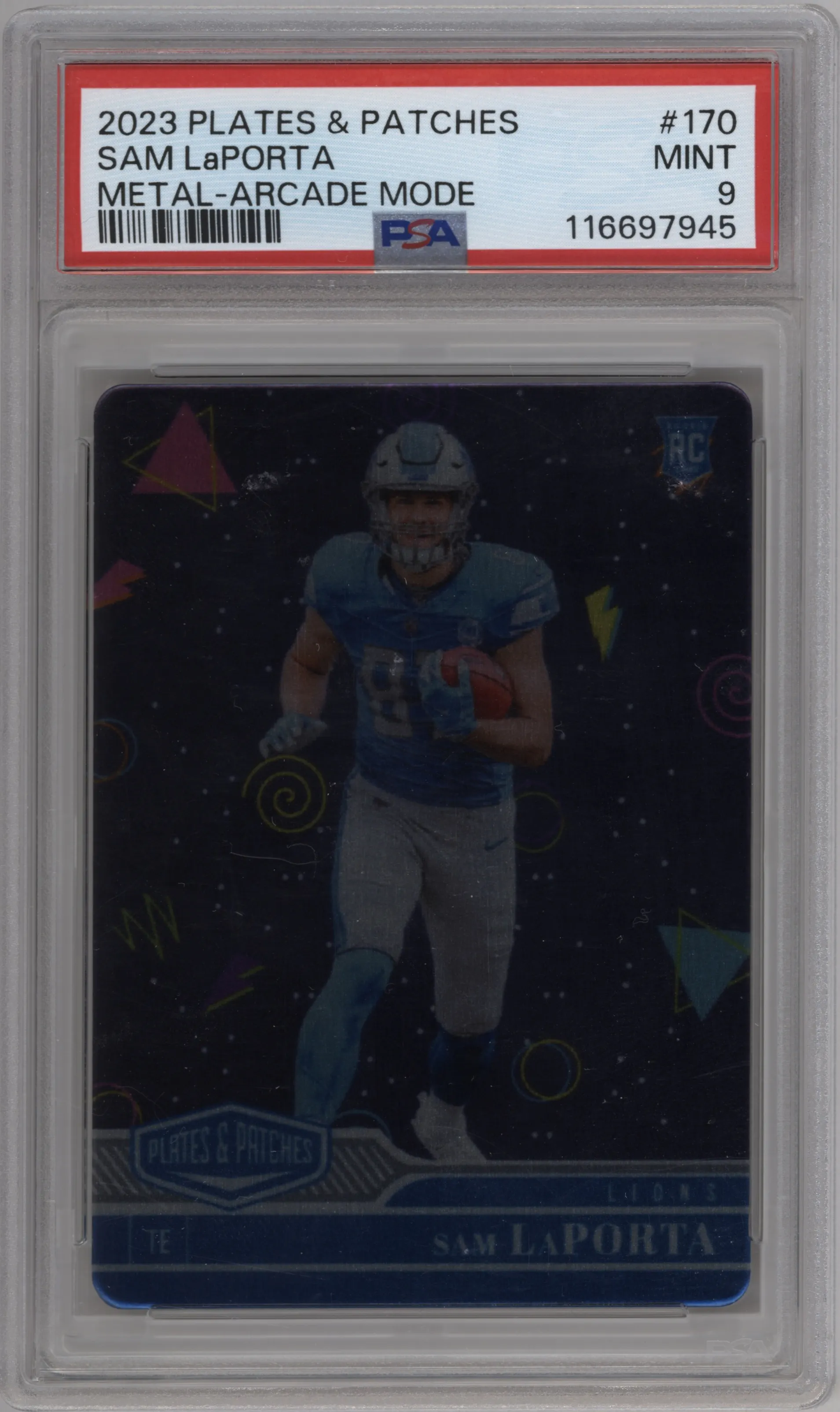 2023 Panini Plates & Patches Metal Sam LaPorta Arcade Mode #170 PSA 9
