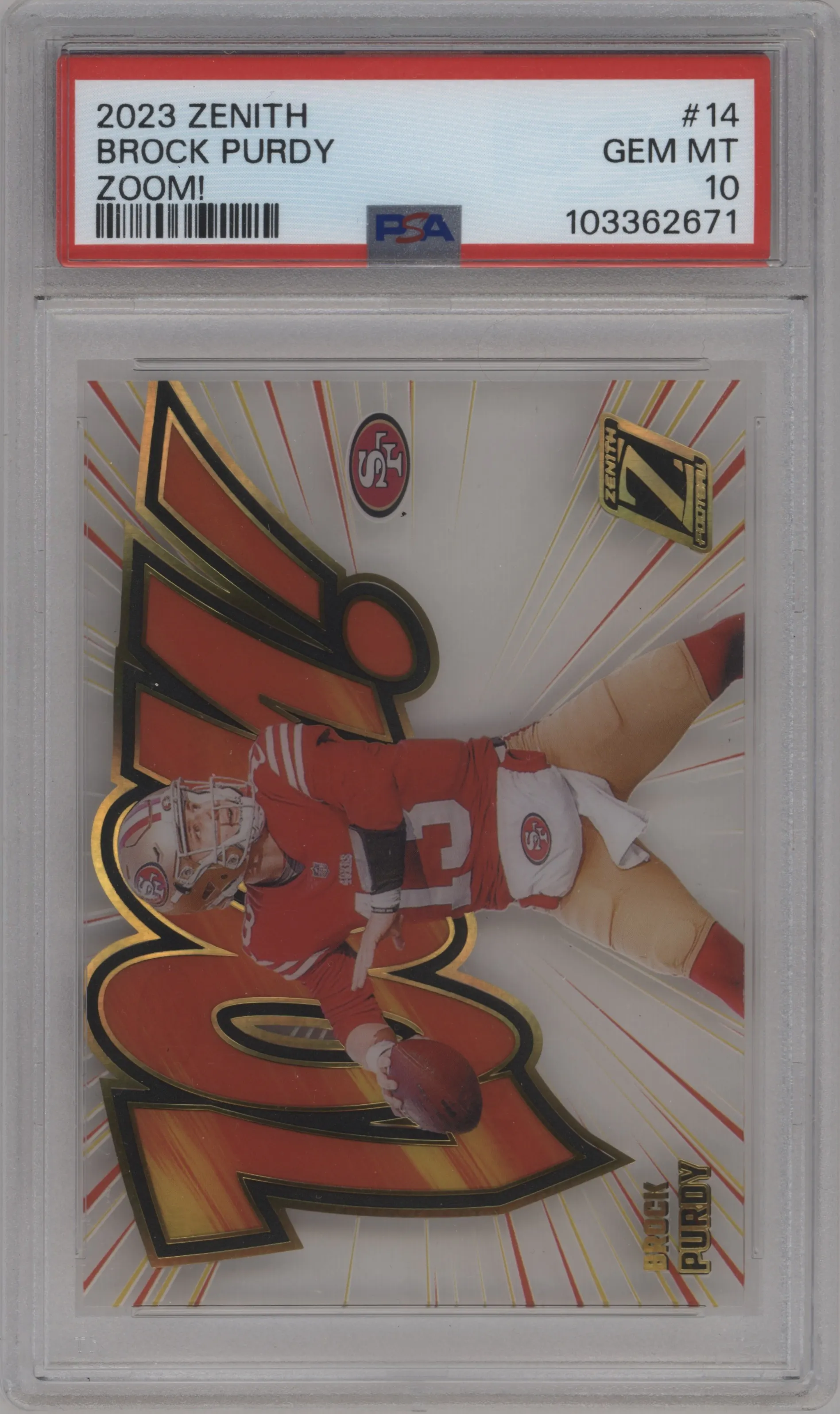 2023 Panini Zenith Zoom! Brock Purdy #14 PSA 10