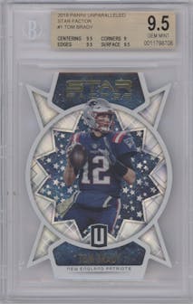 Tom Brady from the 2019 Panini Unparalleled set graded by Beckett and given an overall grade of 9.5.