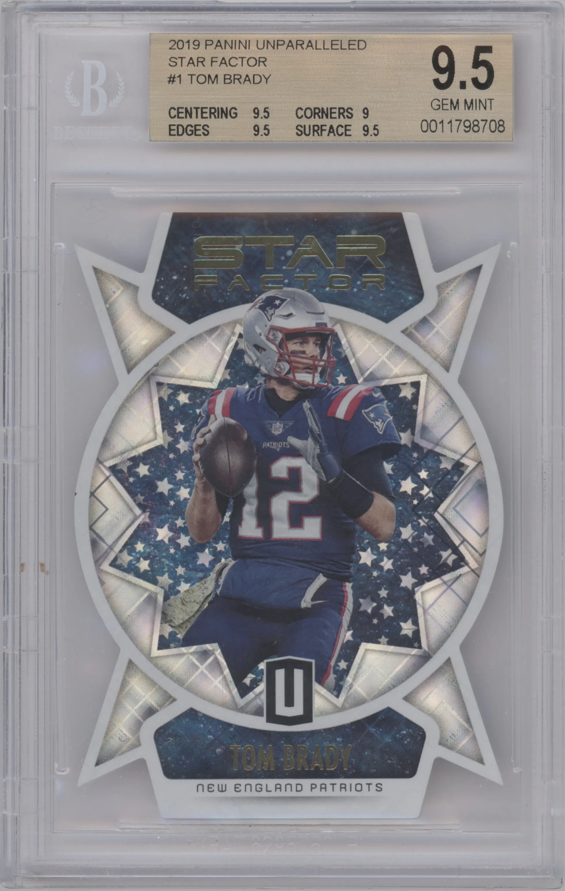 2019 Panini Unparalleled Star Factor Die-Cuts Tom Brady #SF-TB BGS 9.5