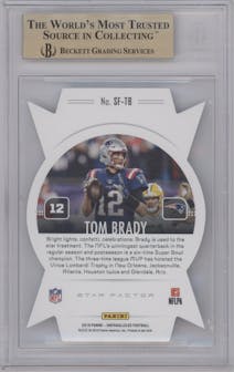 Tom Brady from the 2019 Panini Unparalleled set graded by Beckett and given an overall grade of 9.5.