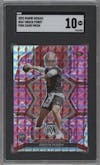 Brock Purdy from the 2022 Panini Mosaic set featuring a Pink Camo parallel graded by SGC and given an overall grade of 10.