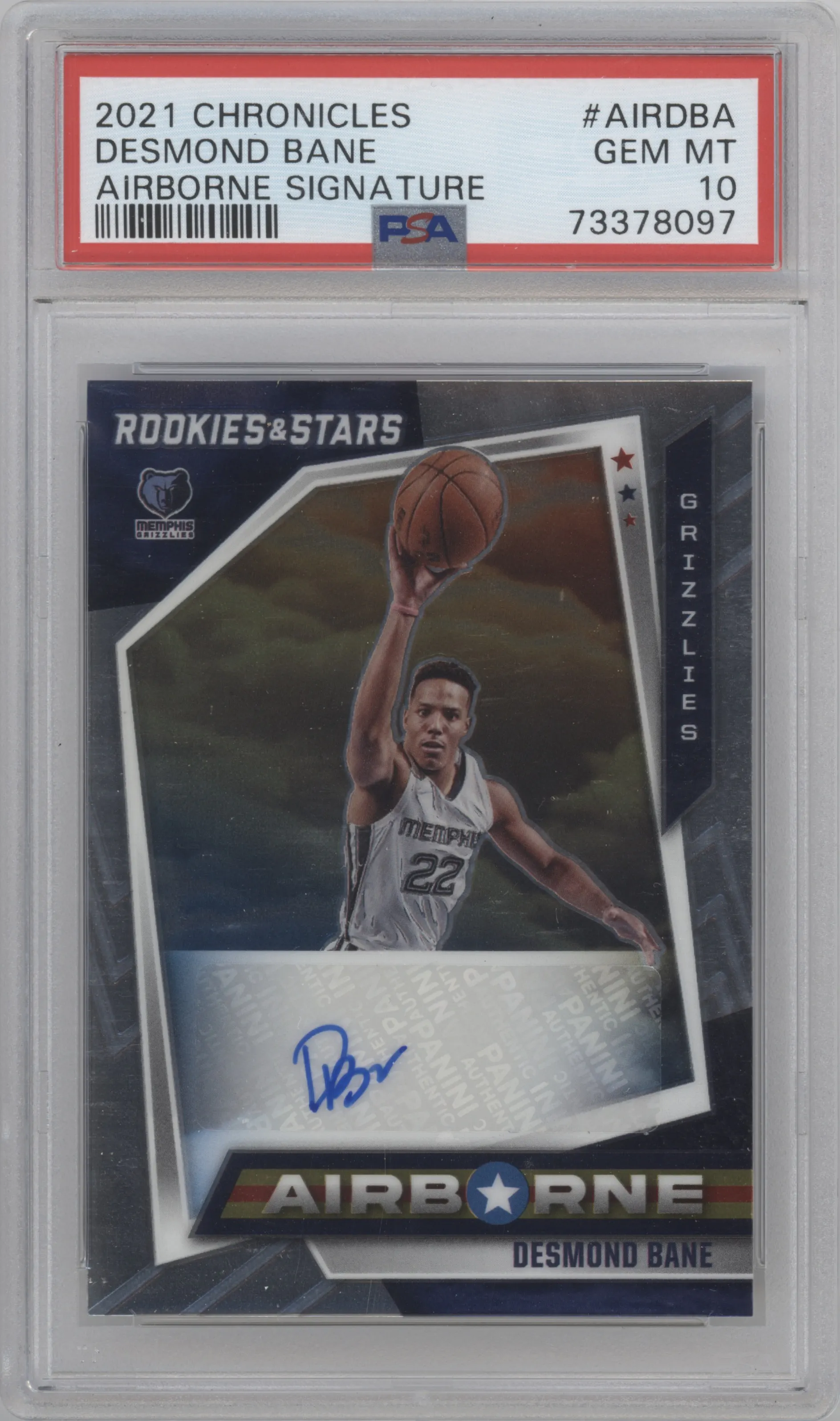 2021 Panini Chronicles Airborne Sig. Desmond Bane #AIR-DBA PSA 10