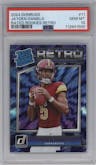 Jayden Daniels from the 2024 Donruss set graded by PSA and given an overall grade of 10.