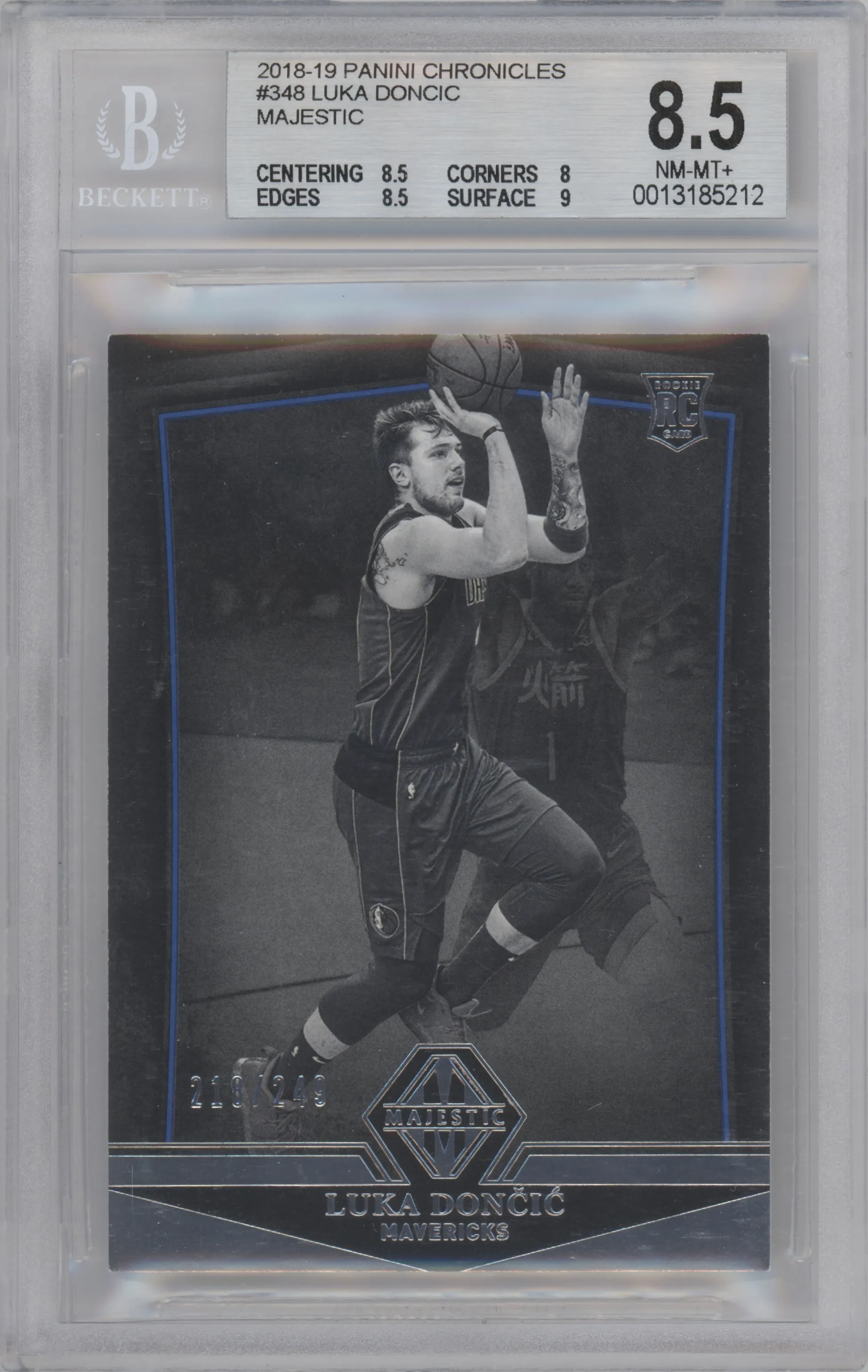 2018 Panini Chronicles Majestic Rookies Luka Doncic #348 BGS 8.5