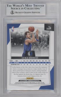 Luka Doncic from the 2018-19 Panini Chronicles set graded by Beckett and given an overall grade of 8.5.
