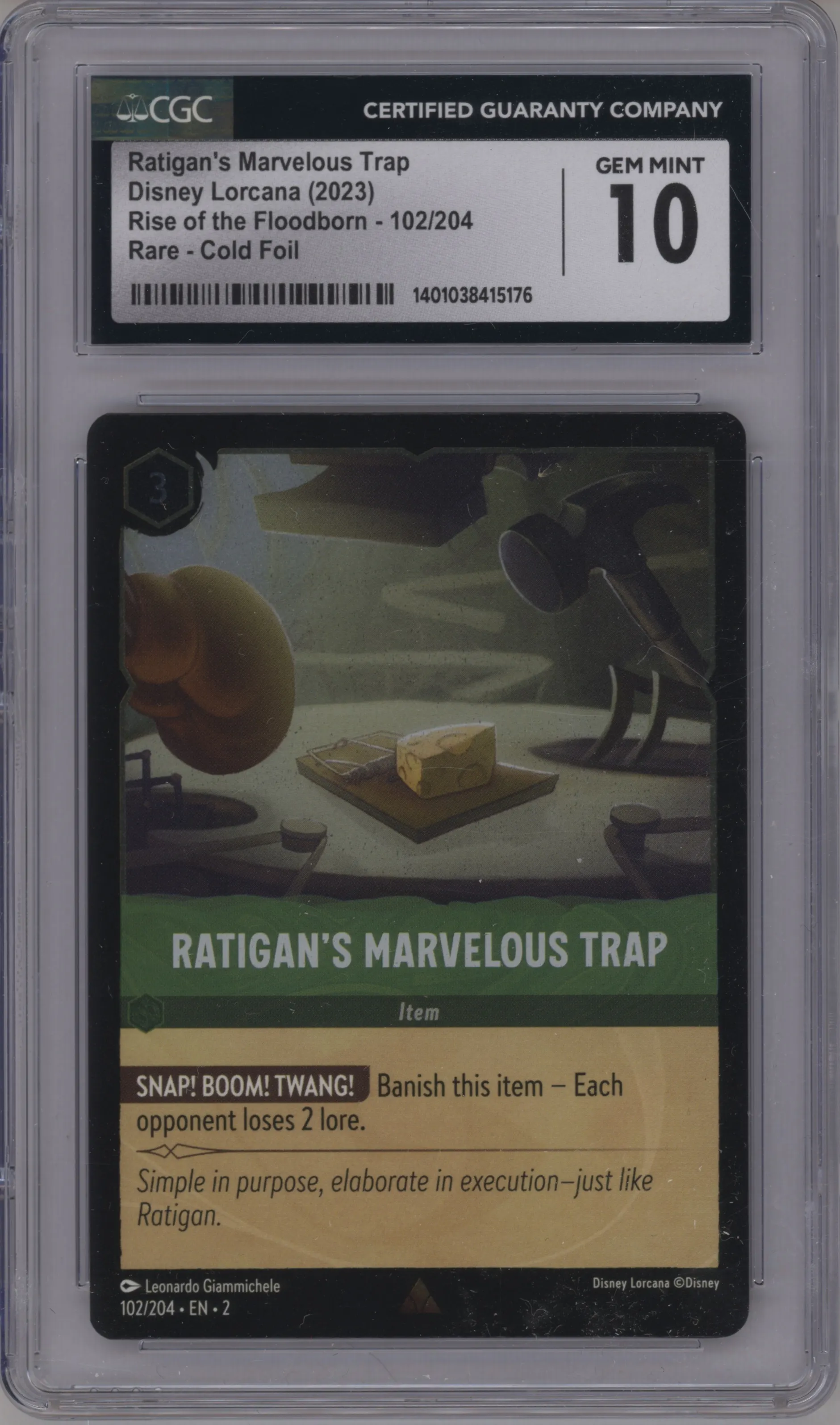 2023 Disney Lorcana Rise of the Floodborn Ratigan's Marvelous Trap Foil #102 CGC 10