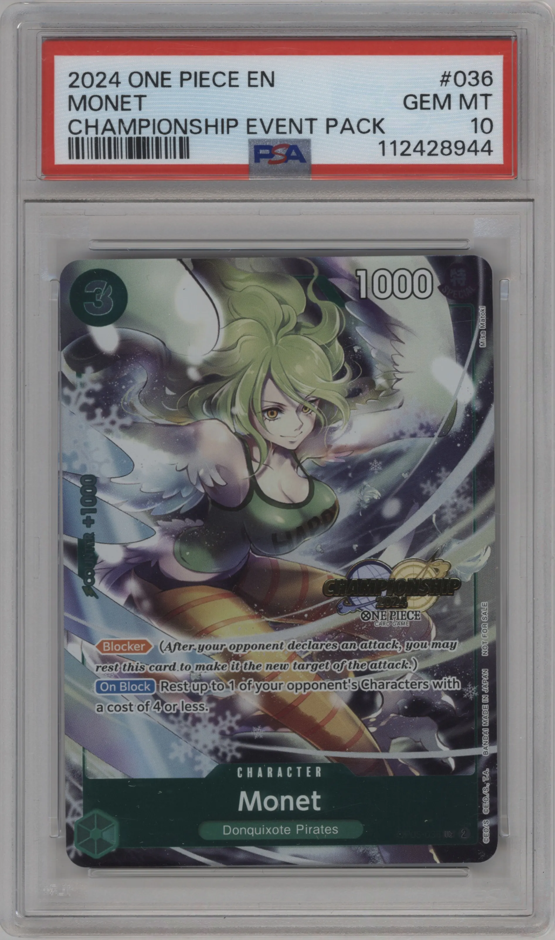 2024 One Piece '24 CS Event Pack Monet UC #OP05-036 UC PSA 10