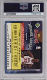Michael Jordan from the 1992-93 Topps Archives set featuring a Gold parallel graded by PSA and given an overall grade of 10.