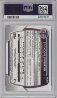 Brandon Winokur from the 2023 Bowman Draft set featuring a Orange Wave Refractor parallel graded by PSA and given an overall grade of 10.
