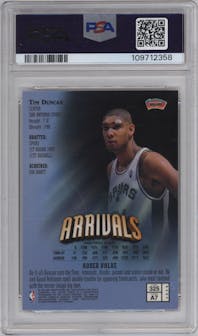 Tim Duncan from the 1997-98 Topps Finest set graded by PSA and given an overall grade of 10.