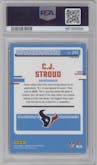 C.J. Stroud from the 2023 Donruss Optic set featuring a  Purple Shock parallel graded by PSA and given an overall grade of 10.