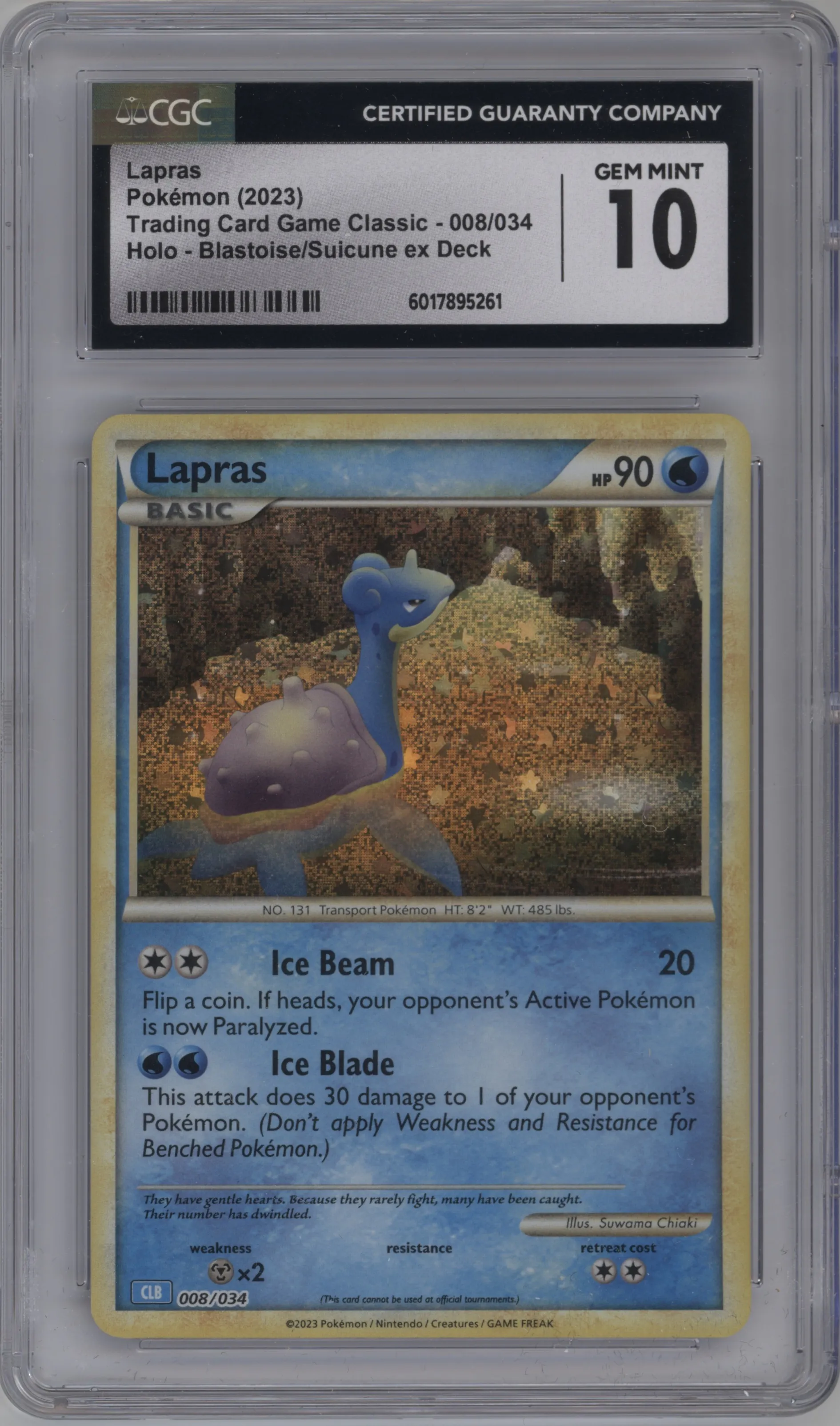 2023 Pokemon CLB Lapras #008 CGC 10