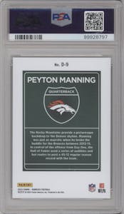 Peyton Manning from the 2023 Panini Donruss set graded by PSA and given an overall grade of 10.