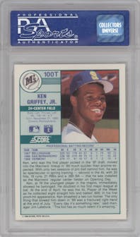 Ken Griffey, Jr. from the 1989 Score Rookie & Traded set graded by PSA and given an overall grade of 9.