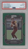 Sam Howell from the 2022 Panini Prizm set featuring a Green Prizm parallel graded by PSA and given an overall grade of 10.