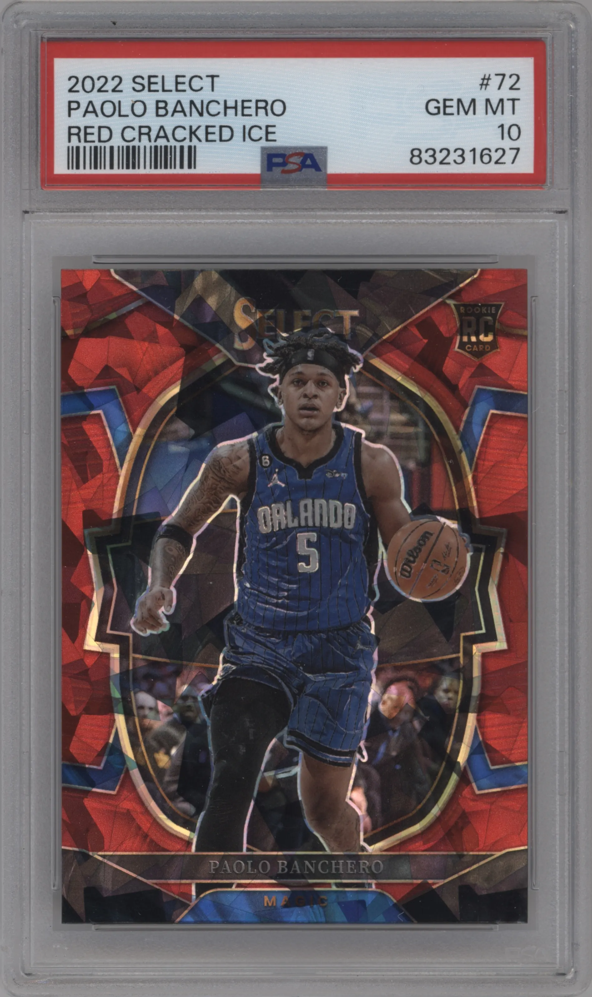 2022 Panini Select Paolo Banchero Red Cracked Ice #72 PSA 10