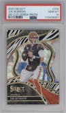 Joe Burrow from the 2023 Panini Select set featuring a Die-Cut Zebra parallel graded by PSA and given an overall grade of 10.