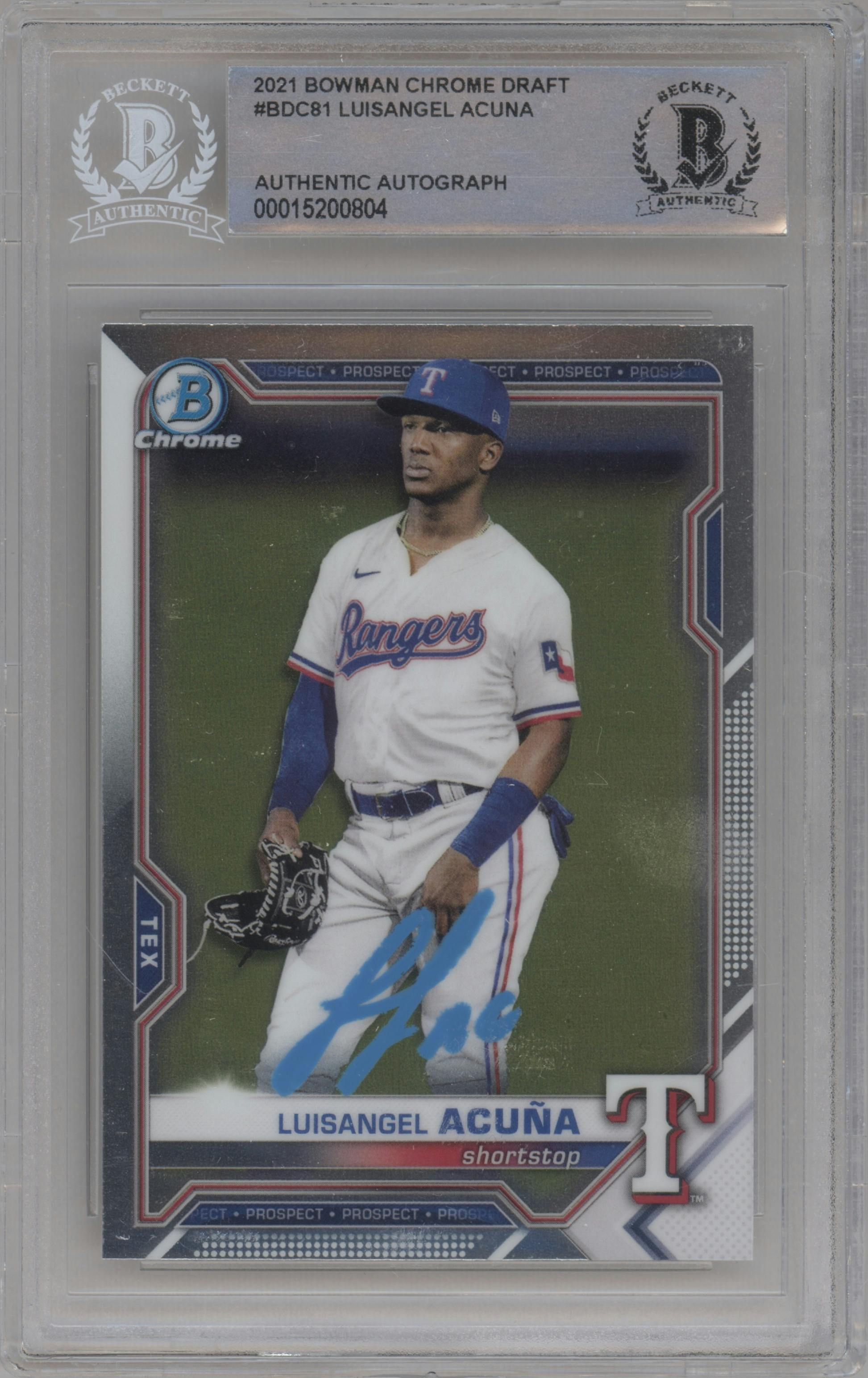Luisangel Acuna from the 2021 Bowman Draft set graded by Beckett.